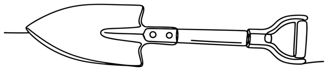 Military entrenching tool shovel for gardening or camping continuous line drawing style © Amelia