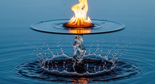 Blue water splash with small fire element.