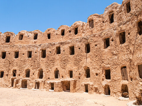 Inside of the Fortified Granary of Gasr el Haj in Libya on a bright afternoon 5