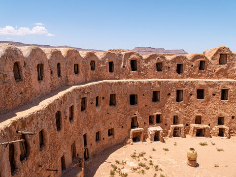 Inside of the Fortified Granary of Gasr el Haj in Libya on a bright afternoon 3