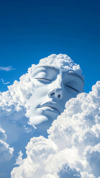 rosto branco nuvens c&eacute;u azul