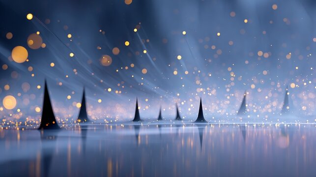 Multiple ferrofluid cone spikes on reflective blue-gray surface
