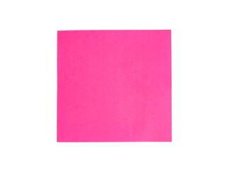 Bright neon pink square paper sticky note memo pad isolated on white background © Lily