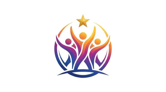 Team success logo with star symbol abstract corporate design element