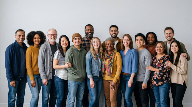 Large Diverse Group of Happy People Smiling Together Community Inclusion and Diversity Concept