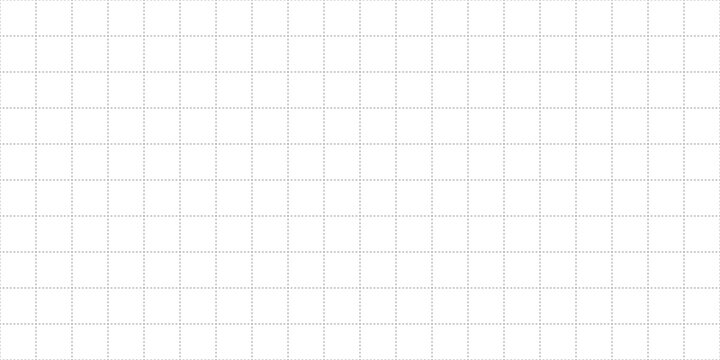 White seamless dashed grid pattern background. Squared dashed grid line seamless pattern. Dashed cross line texture. Grid paper sheet. Vector illustration