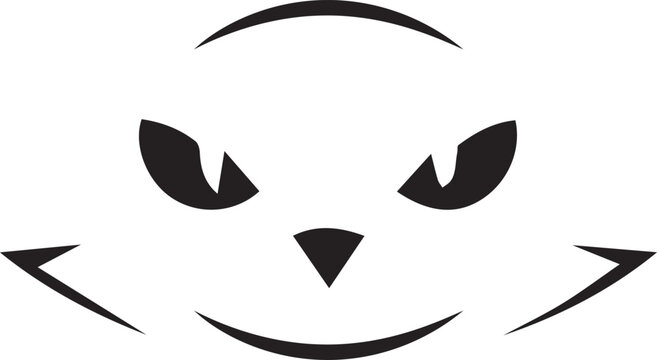 Abstract cat face silhouette icon with sharp eyes Vector, illustration