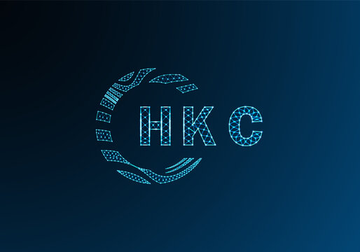 HKC low poly letter logo vector design. HKC lower poly logo design. HKC unique low poly logo design.