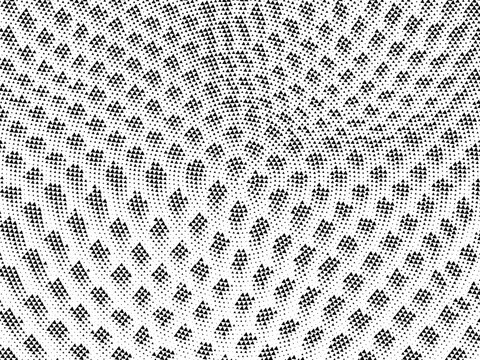 Abstract halftone pattern with distorted grid and moire effect