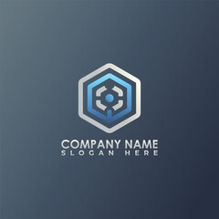 Fototapeta premium Modern Tech Hexagon Target Logo for Data Analytics