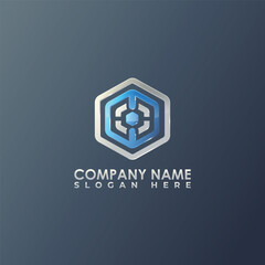 Fototapeta premium Futuristic Hexagon Cybersecurity Shield Logo Template