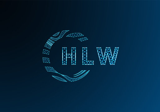 HLW low poly letter logo vector design. HLW lower poly logo design. HLW unique low poly logo design.