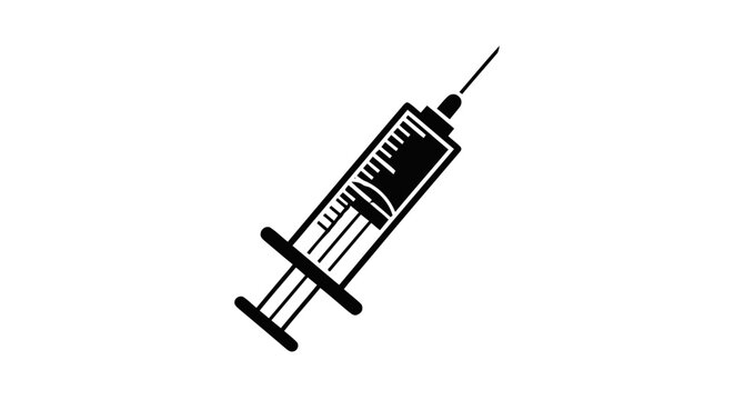 Vector illustration of medical syringe icon, vector illustration of a hypodermic needle on a transparent background