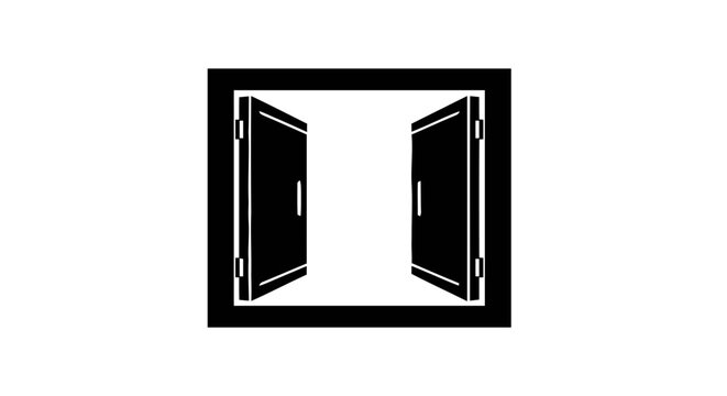 Vector illustration of open double doors icon, simple style on a transparent background