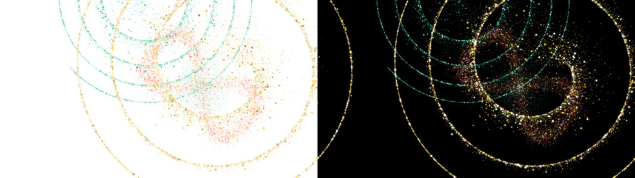 PNG image of Abstract spiral particle trail illustration, glowing cosmic light swirls, futuristic energy wave design elements for digital backgrounds isolated on Transparent Background