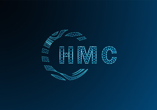 HMC low poly letter logo vector design. HMC lower poly logo design. HMC unique low poly logo design.