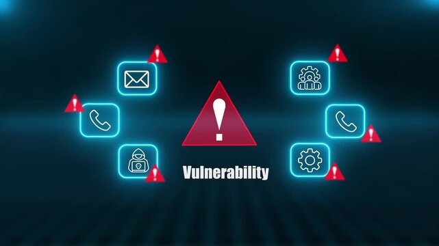 Cyber Security Vulnerability Alert Interface Showing Phishing Email Hacker Attacks And Network Protection Icons For Business Data Privacy Online Safety
