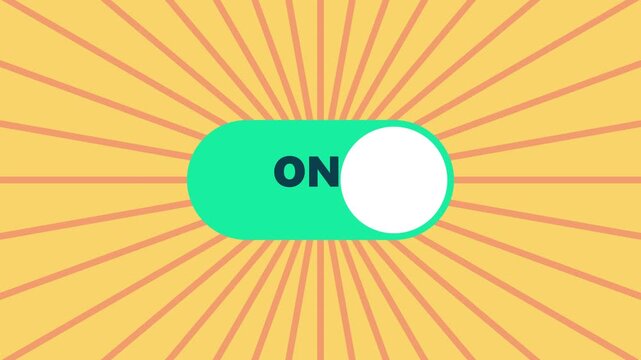Toggle switch animation turning on and off, digital ui interface interaction, minimalist motion for app development and web