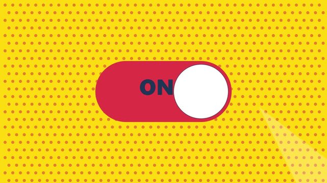 Animated on-off toggle switch ui with pop polka dot background, button