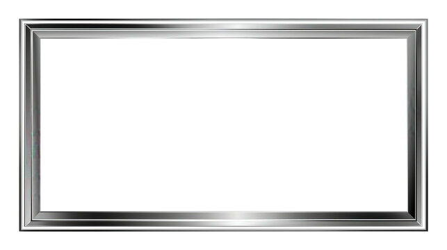 Silver metal frame transparency background rectangular border with reflective shine
