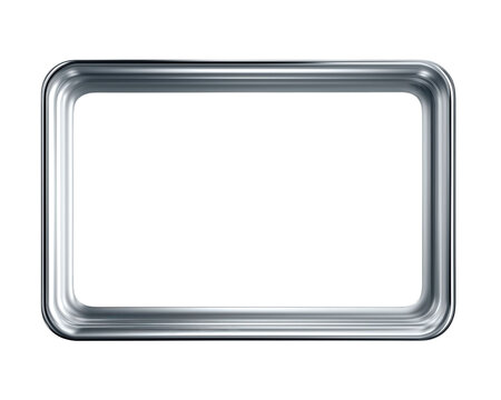 Metal frame silver border rounded rectangle glossy isolated transparency background