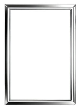 Silver frame border blank isolated vertical silver frame with blank white center
