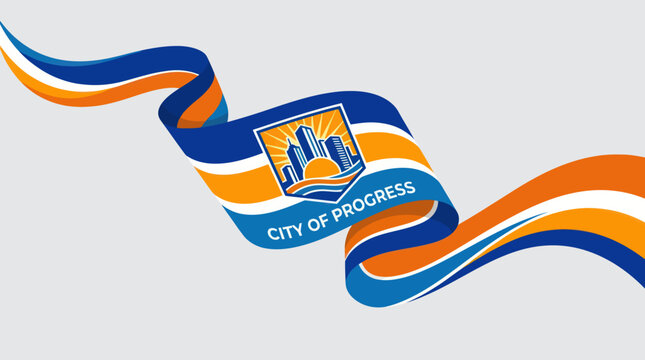 City skyline ribbon graphic