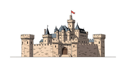Medieval stone castle with towers and fortress gate © bima