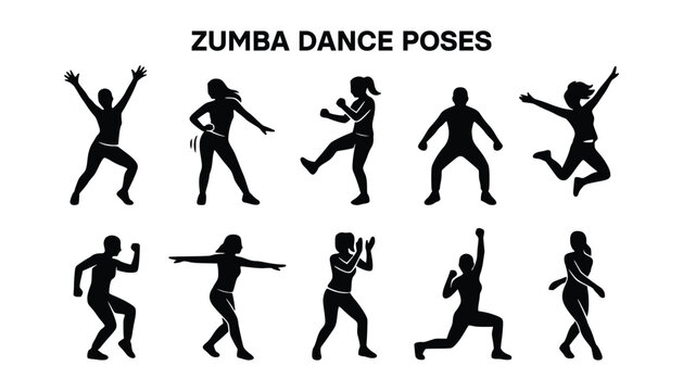 Zumba Fun Dance Silhouette Icon Sheet Collection.