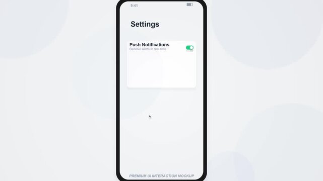 Mobile Settings App UI: Push Notifications Toggle Animation