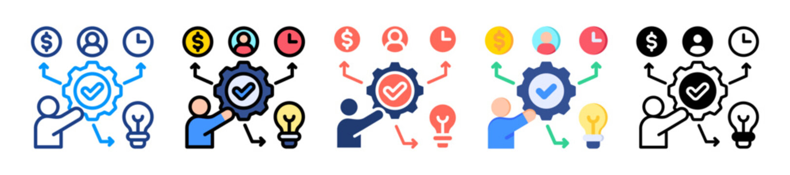 Resource Allocation Icon Sheet Multiple Style Collection 