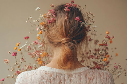 Natural Textures and Dried Flowers on a Bare Back