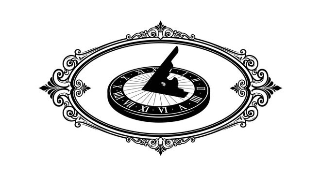 Sundial in ornate frame.