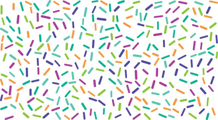 Fototapeta premium Colorful Random Sprinkle Pattern Background with Bright Candy Confetti on White Seamless Minimal Abstract Design