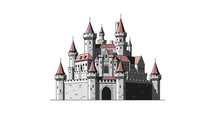 Medieval castle fortress with majestic towers and battlements © fahri