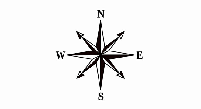 Compass rose with cardinal points n, s, e, w
