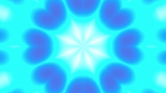 Beautiful soft blue and white kaleidoscope mandala abstract background looping animation ideal for relaxing visual presentation background video graphic design