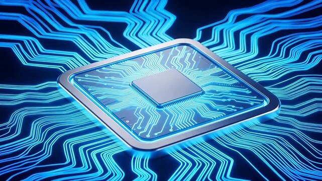 Microchip with glowing circuitry