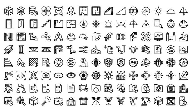 Diverse technology and industry icon set vector illustration