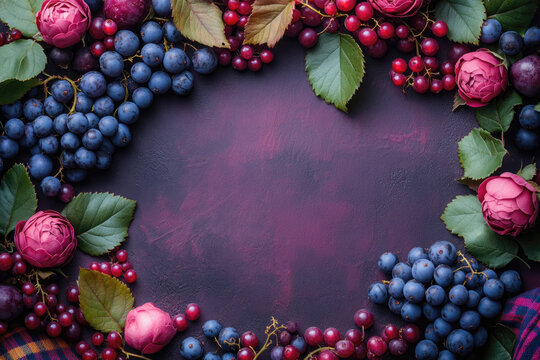 A Rustic British Fruit Flatlay with Wild Florals