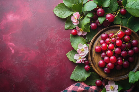 A Rustic British Fruit Flatlay with Wild Florals