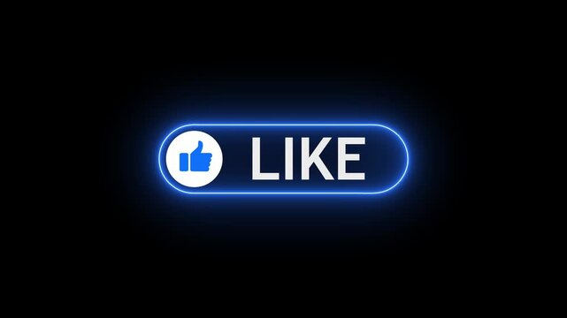 Like button animation for a video channel. reveal Like animation, social media. Flat Design like. Animated like with thumbs up icon sliding smoothly into clourful frame on a black background.