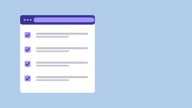 Checklist web template animation motion graphic loop, ui ux