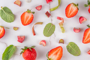 Strawberry Rhubarb  Flat Lay pattern background © ricka_kinamoto