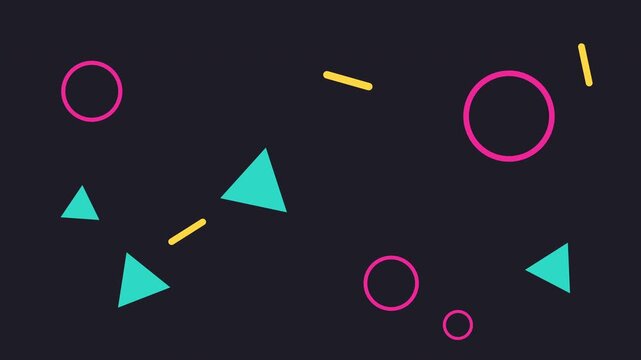 Animated geometric shapes loop motion graphic footage with pink teal yellow