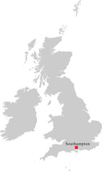 Fototapeta premium Southampton City Location on Map of United Kingdom