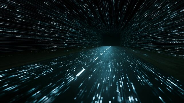 Sreaming data, binary data moving on a digital road - Digital Code road, ai, artificial intelligence concept - 3d illustration Stock Illustration