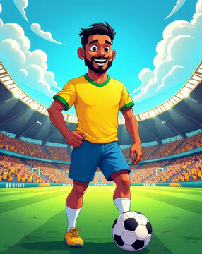 Brazilian player in a soccer stadium