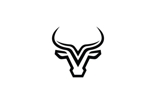 Bull logo vector illustration, minimalist bull head logo template
