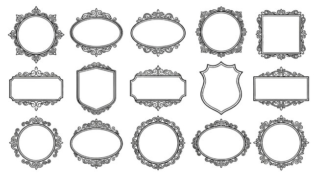 Set of ornate decorative vintage frame borders and labels